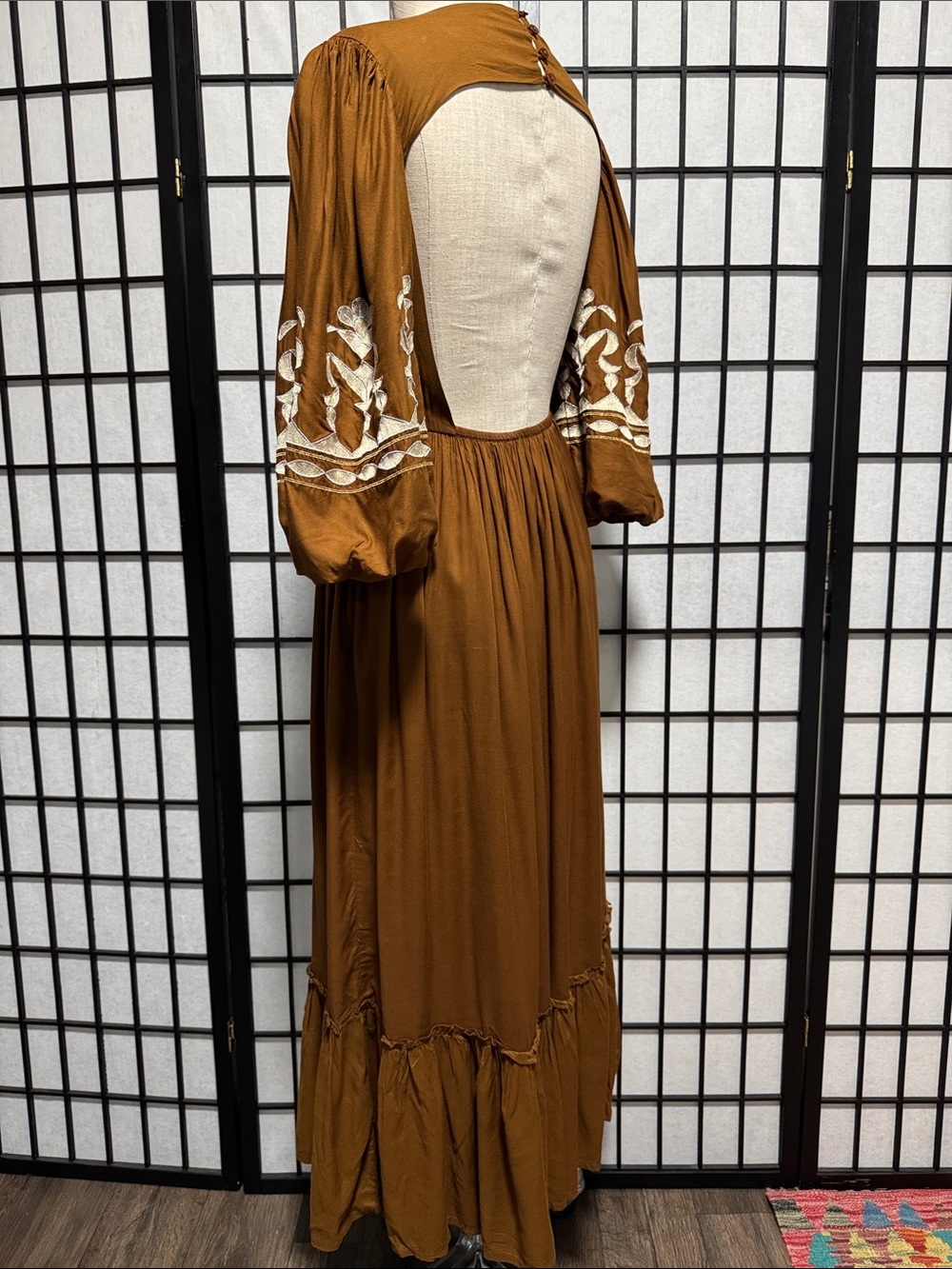 Let Me Be Embroidered Open-Back Maxi Dress Anthropologie XS - Picture 14 of 14